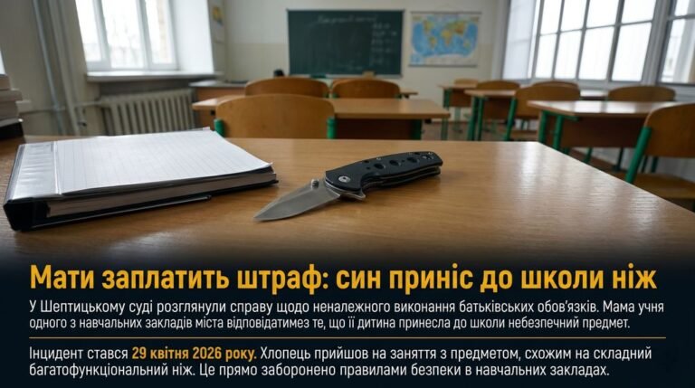 У Шептицькому суд виніс рішення щодо матері учня